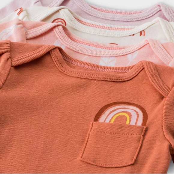 Baby Girls' 4pk Earth & Sky Short Sleeve Bodysuit - Cloud Island™ Pink - Picture 3 of 6